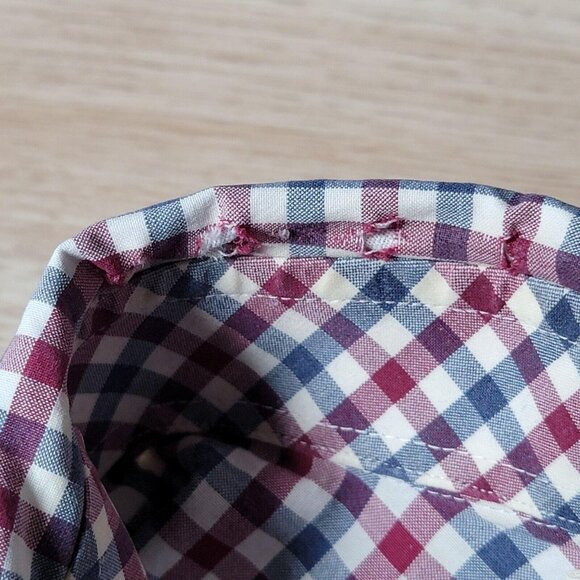 Billy Reid Shirt Mens Large Red Blue Gingham Long Sleeve Standard Made in Italy - Picture 10 of 11